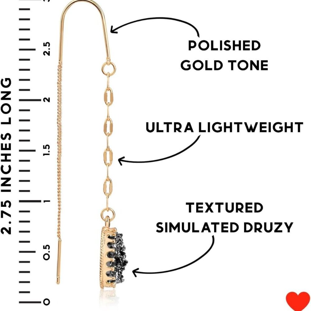 Humble Chic Simulated Druzy Threader Earrings For… - image 4